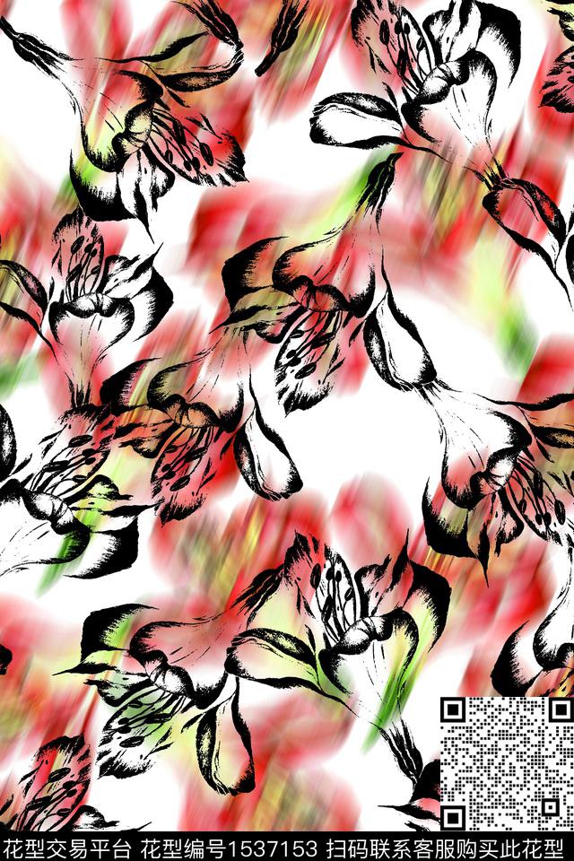 WC03104.jpg - 1537153 - 花卉 肌理 黑白花 - 数码印花花型 － 女装花型设计 － 瓦栏