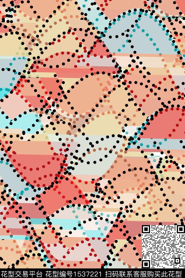 休闲波点几何传统印花花型下载（图片编号: 1537221） - 瓦栏（Walan）