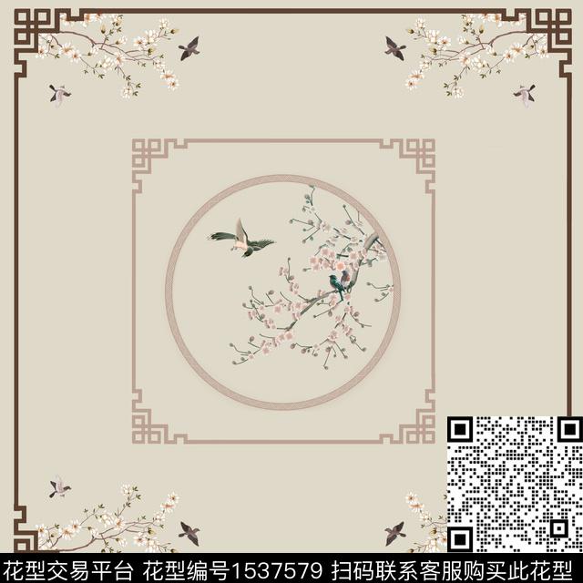 国画花卉鸟数码印花花型下载（图片编号: 1537579） - 瓦栏（Walan）