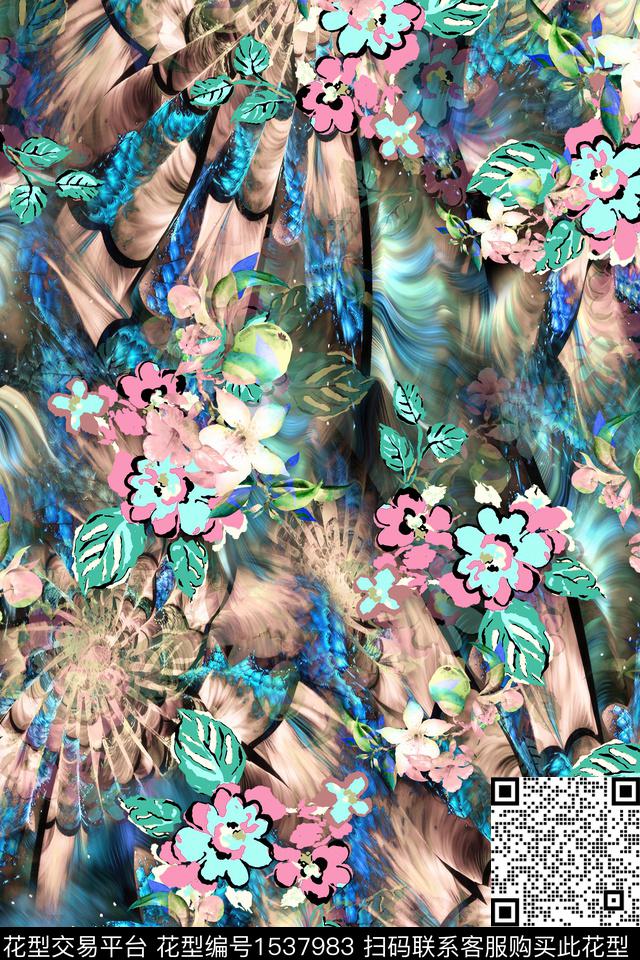 CCDC1885.jpg - 1537983 - 肌理 抽象 花卉 - 数码印花花型 － 女装花型设计 － 瓦栏