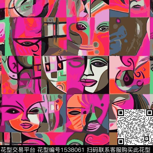 ZZ304 v.jpg - 1538061 - 抽象 拼接 人脸 - 数码印花花型 － 女装花型设计 － 瓦栏