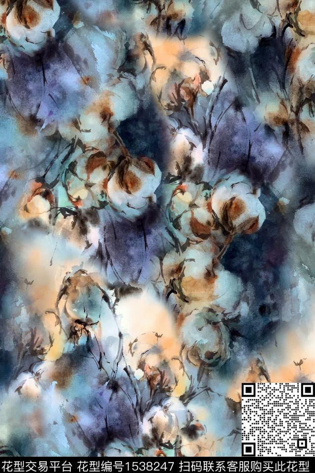 CCDC1906.jpg - 1538247 - 木棉花 水彩 扎染花型 - 数码印花花型 － 女装花型设计 － 瓦栏