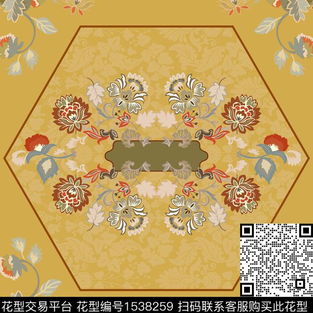 花卉丝巾植物数码印花花型下载（图片编号: 1538259） - 瓦栏（Walan）