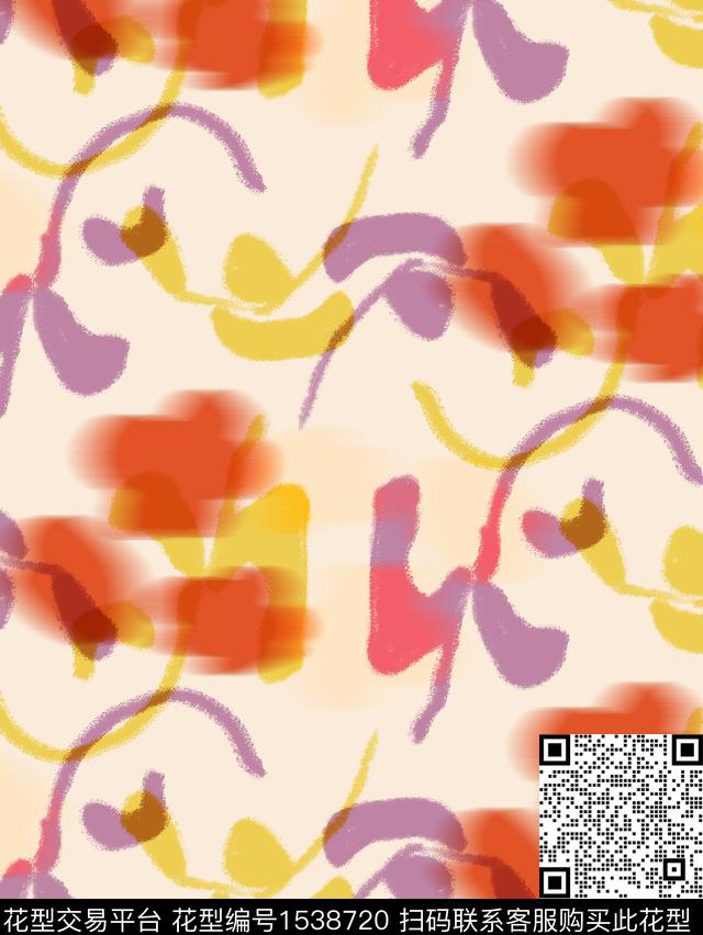 抽象花卉男装肌理数码印花花型下载（图片编号: 1538720） - 瓦栏（Walan）