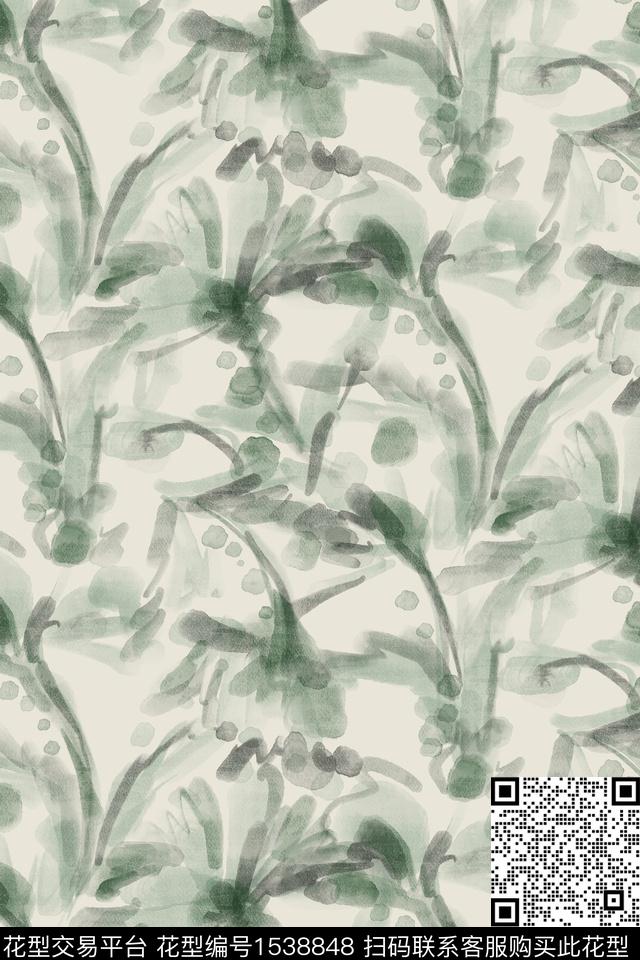 侘寂水彩笔触数码印花花型下载（图片编号: 1538848） - 瓦栏（Walan）