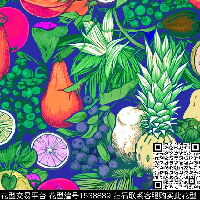 ZZ314 p v2.jpg - 1538889 - 大牌风 热带花型 水果 - 传统印花花型 － 女装花型设计 － 瓦栏