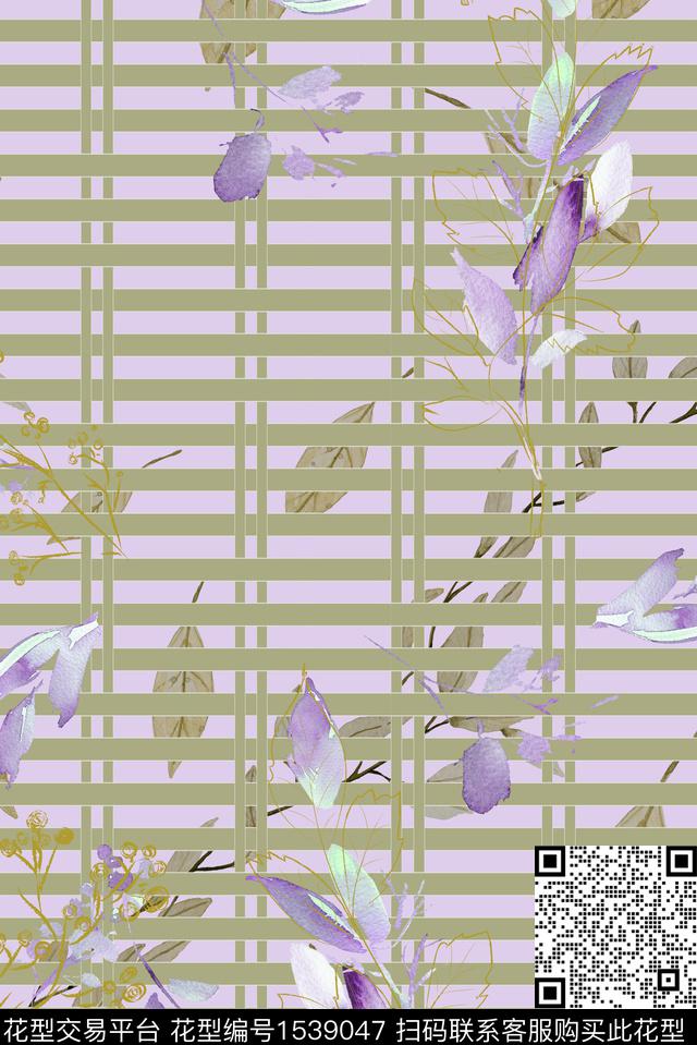 052104.jpg - 1539047 - 花卉 条纹 格子 - 数码印花花型 － 女装花型设计 － 瓦栏