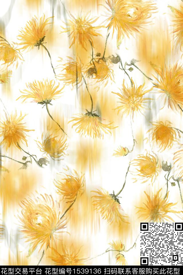 Z14060.jpg - 1539136 - 花卉 菊花 朦胧 - 数码印花花型 － 女装花型设计 － 瓦栏