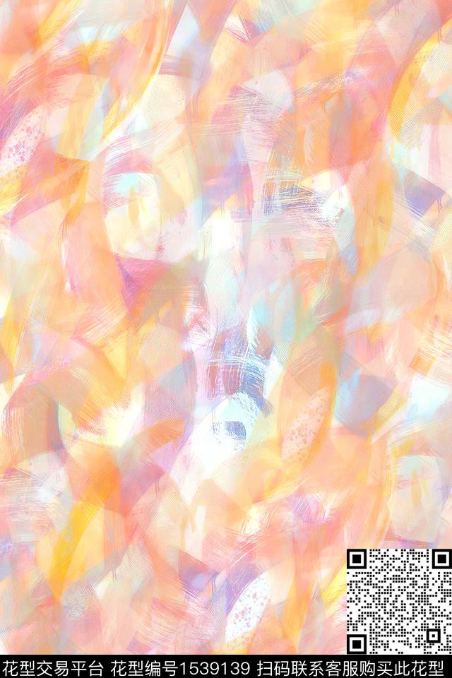 Z14063.jpg - 1539139 - 水彩 抽象 春夏花型 - 数码印花花型 － 女装花型设计 － 瓦栏