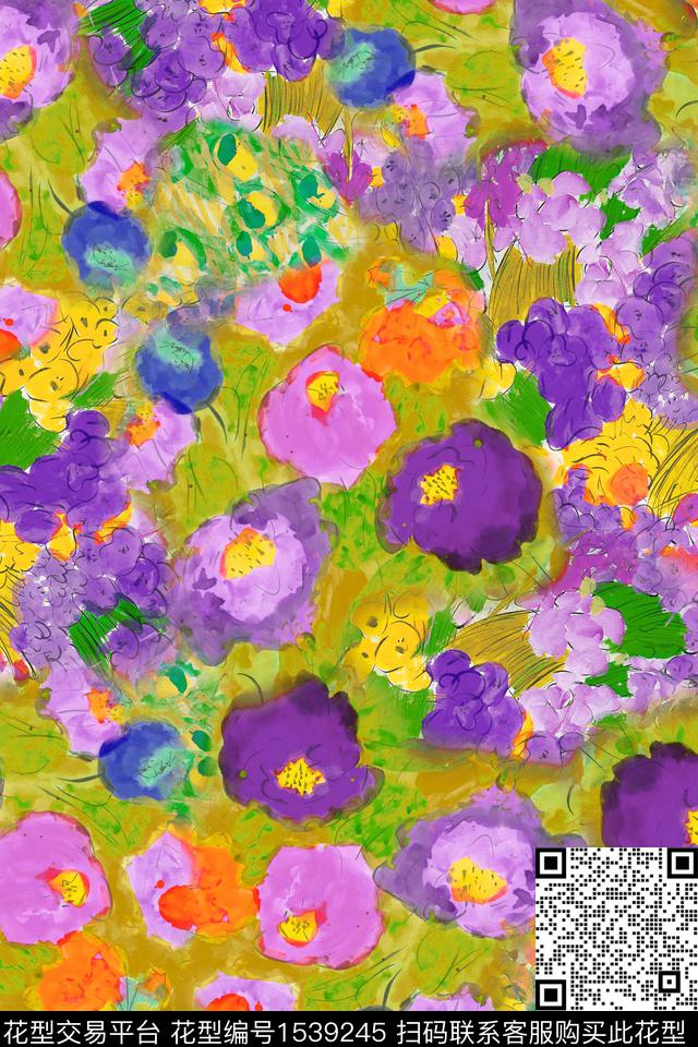 PYP1460.jpg - 1539245 - 小碎花 春夏花型 手绘花卉 - 数码印花花型 － 女装花型设计 － 瓦栏