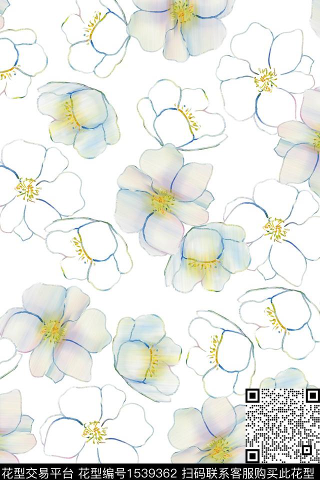 Z14070.jpg - 1539362 - 花卉 模糊花卉 春夏花型 - 数码印花花型 － 女装花型设计 － 瓦栏