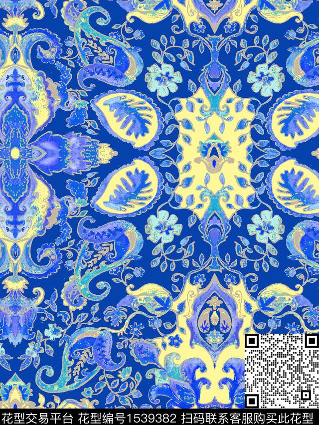 RM091 pattern v.jpg - 1539382 - 民族风 水彩 花卉 - 数码印花花型 － 女装花型设计 － 瓦栏