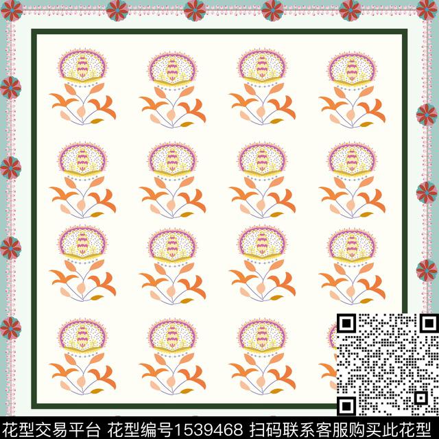 230524.jpg - 1539468 - 花卉 植物 民族风 - 数码印花花型 － 方巾花型设计 － 瓦栏