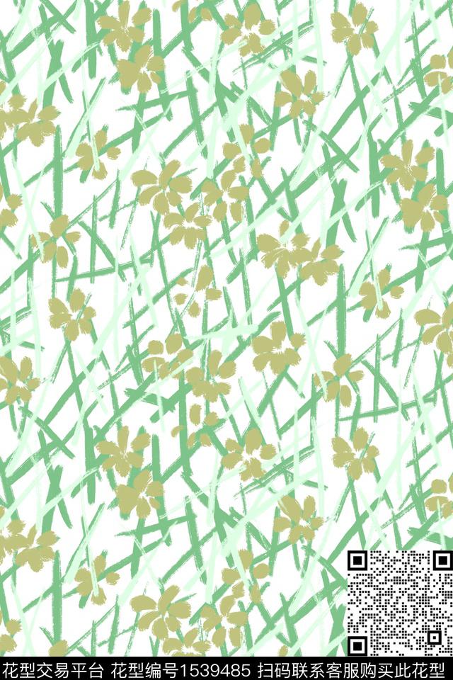 剪影花卉04.jpg - 1539485 - 小碎花 绿植树叶 花卉 - 数码印花花型 － 女装花型设计 － 瓦栏