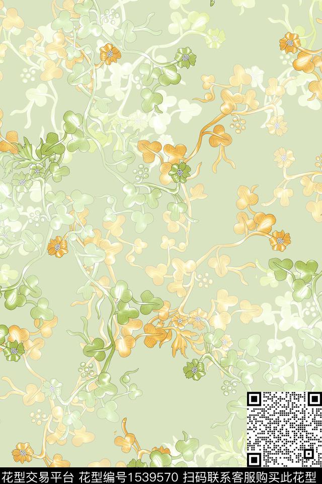 Z14077.jpg - 1539570 - 花卉 枝条 抽象花卉 - 数码印花花型 － 女装花型设计 － 瓦栏