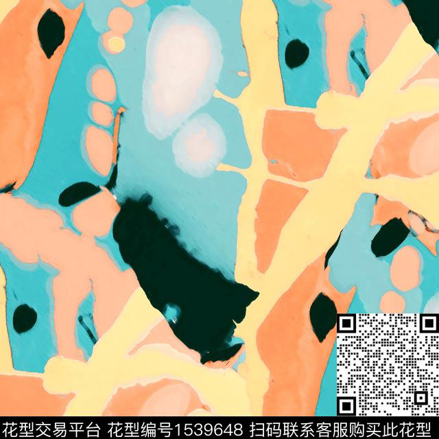 油画花型几何年轻女性数码印花花型下载（图片编号: 1539648） - 瓦栏（Walan）