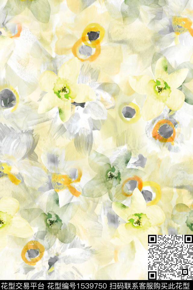 Z14082.jpg - 1539750 - 花卉 水彩 抽象花卉 - 数码印花花型 － 女装花型设计 － 瓦栏