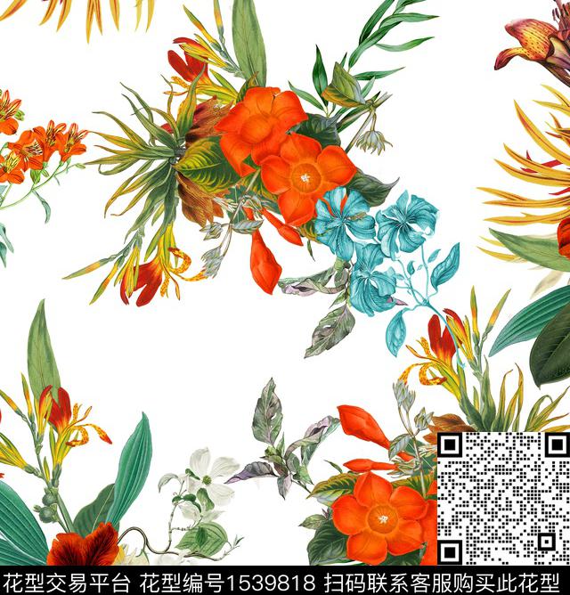guan1118.jpg - 1539818 - 花卉 复古 白底花 - 数码印花花型 － 女装花型设计 － 瓦栏