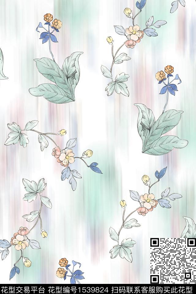 Z14083.jpg - 1539824 - 水彩 花卉 肌理 - 数码印花花型 － 女装花型设计 － 瓦栏