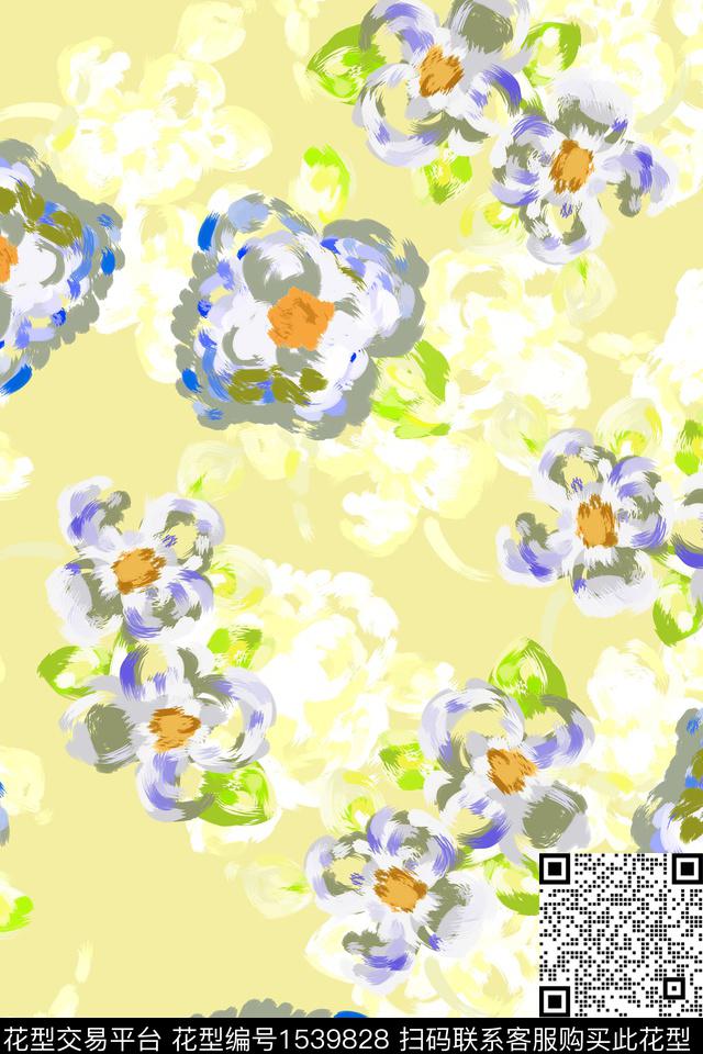 Z14087.jpg - 1539828 - 花卉 笔触 抽象 - 数码印花花型 － 女装花型设计 － 瓦栏