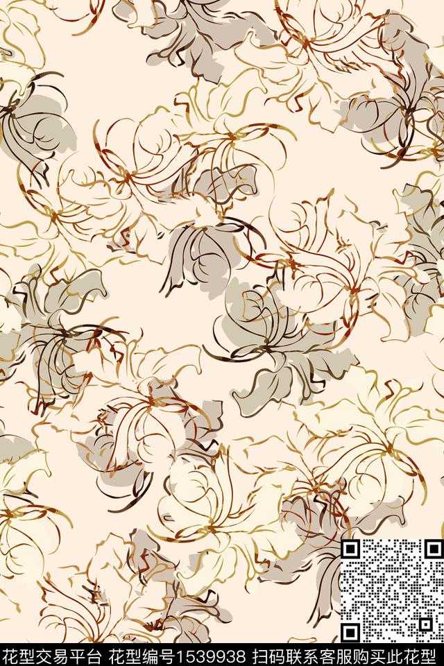 Z14089.jpg - 1539938 - 满版散花 大牌风 抽象花卉 - 数码印花花型 － 女装花型设计 － 瓦栏