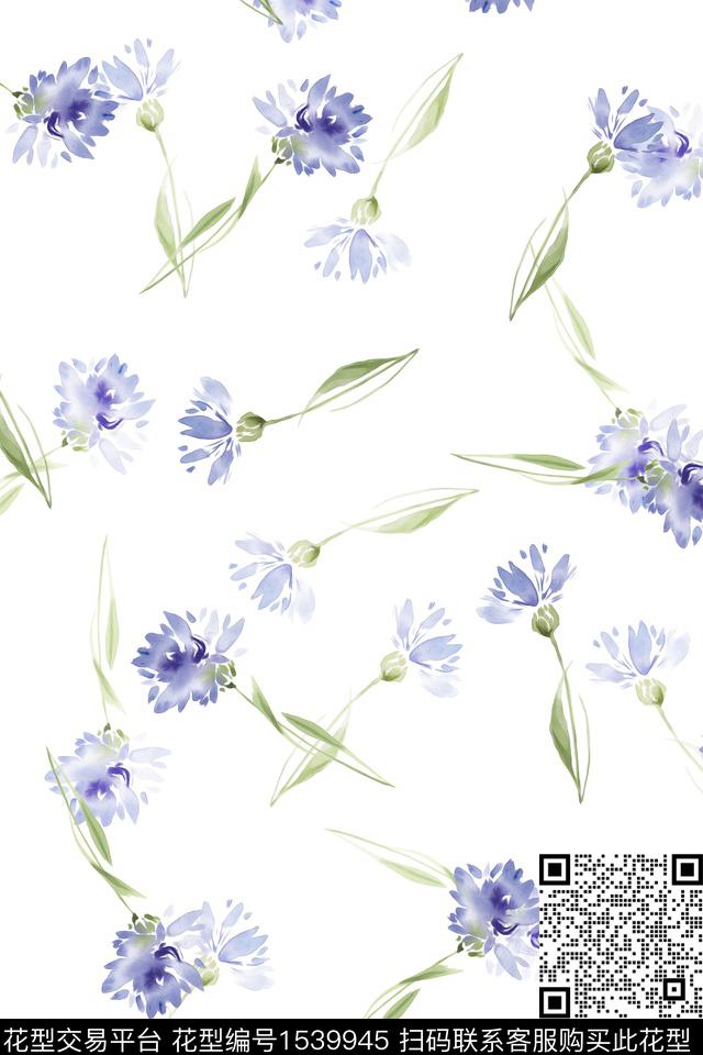 Z14093.jpg - 1539945 - 水彩 清爽 花卉 - 数码印花花型 － 女装花型设计 － 瓦栏