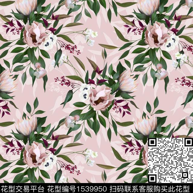 花卉女装满版散花数码印花花型下载（图片编号: 1539950） - 瓦栏（Walan）