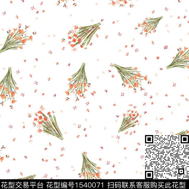 小清新小碎花花卉数码印花花型下载（图片编号: 1540071） - 瓦栏（Walan）