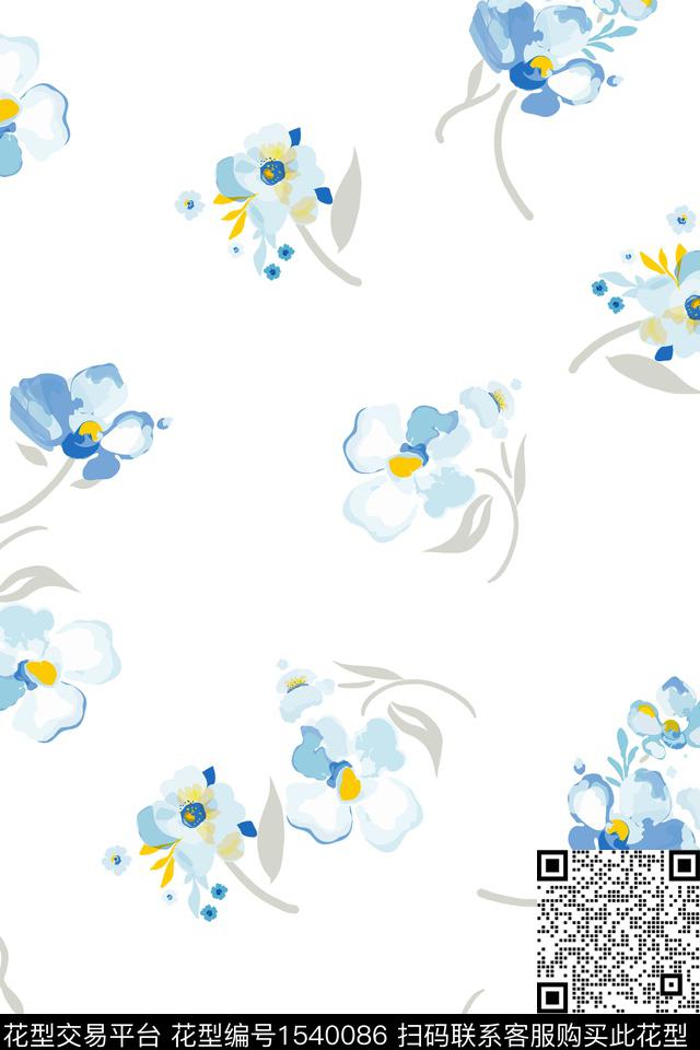花卉小清新春夏花型数码印花花型下载（图片编号: 1540086） - 瓦栏（Walan）