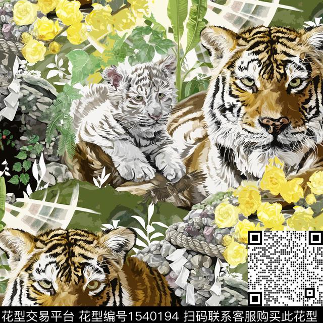 R2305118.jpg - 1540194 - 老虎 动物头 tiger - 数码印花花型 － 男装花型设计 － 瓦栏