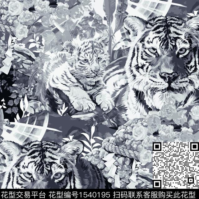 R2305118A.jpg - 1540195 - 老虎 动物头 tiger - 数码印花花型 － 男装花型设计 － 瓦栏