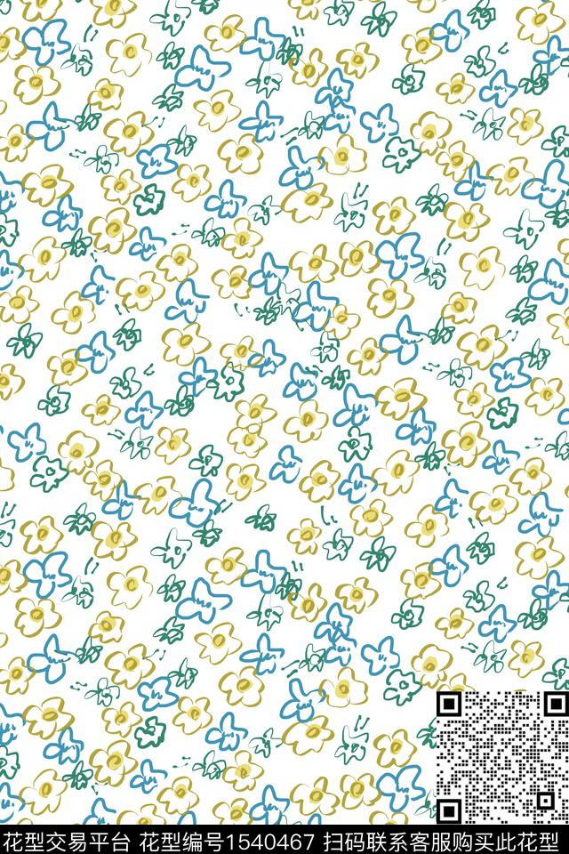 简约花卉34.jpg - 1540467 - 抽象花卉 小碎花 笔触 - 数码印花花型 － 女装花型设计 － 瓦栏