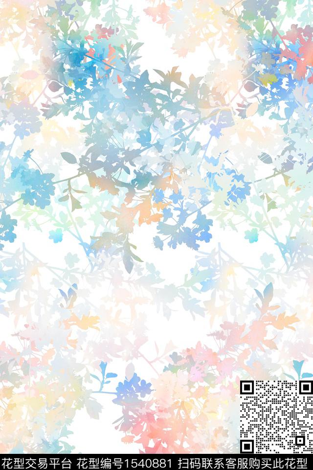 花卉剪影小碎花数码印花花型下载（图片编号: 1540881） - 瓦栏（Walan）