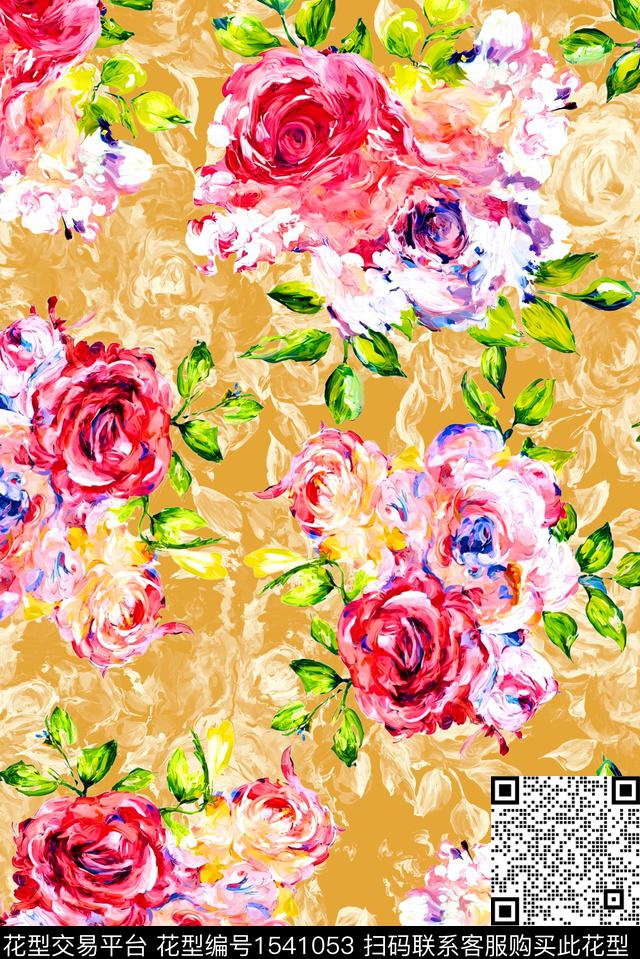 QG202302#.jpg - 1541053 - 女装 花卉 油画 - 数码印花花型 － 女装花型设计 － 瓦栏