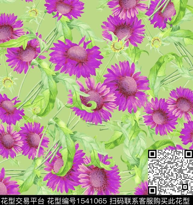 反腐大花2.jpg - 1541065 - 绿植树叶 花卉 向日葵 - 数码印花花型 － 女装花型设计 － 瓦栏