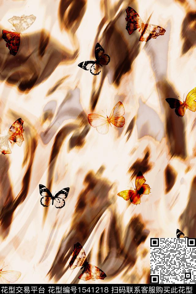 XZ4772.jpg - 1541218 - 蝴蝶 抽象 肌理 - 数码印花花型 － 女装花型设计 － 瓦栏