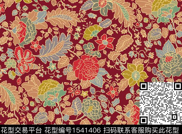 RM096 pattern 3.jpg - 1541406 - 民族花卉 花卉 floral - 数码印花花型 － 床品花型设计 － 瓦栏
