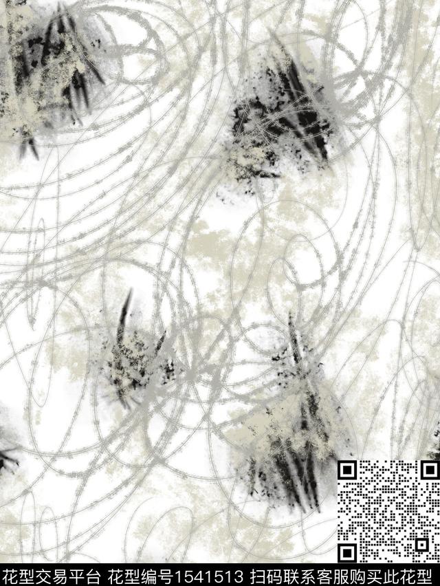 线条抽象创意数码印花花型下载（图片编号: 1541513） - 瓦栏（Walan）