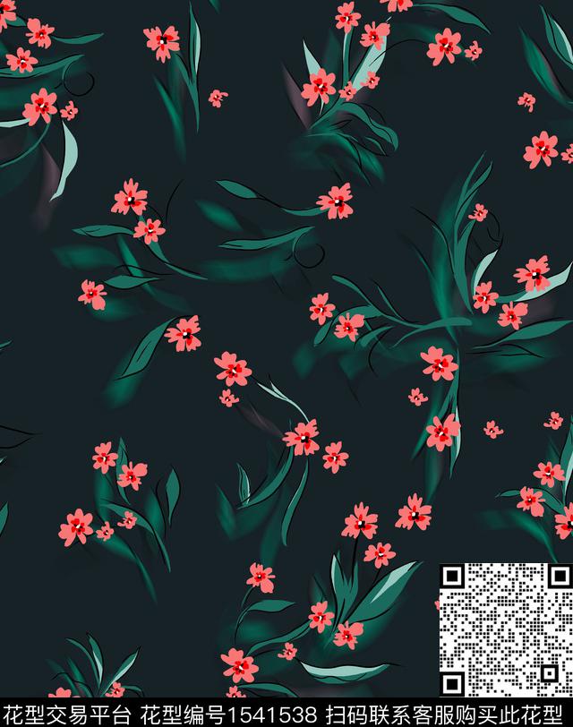 女装花卉连衣裙数码印花花型下载（图片编号: 1541538） - 瓦栏（Walan）