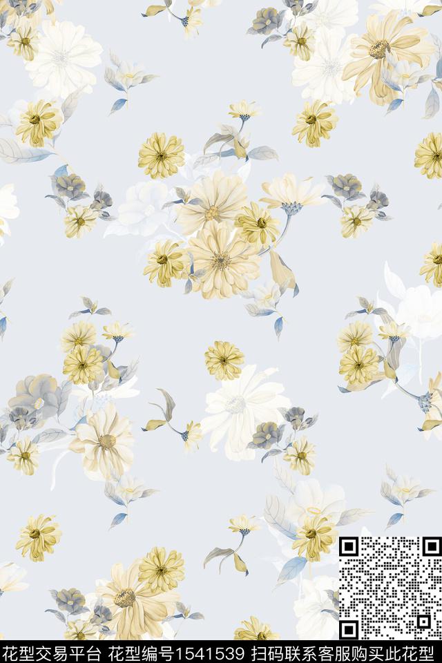 小碎花清爽花卉数码印花花型下载（图片编号: 1541539） - 瓦栏（Walan）