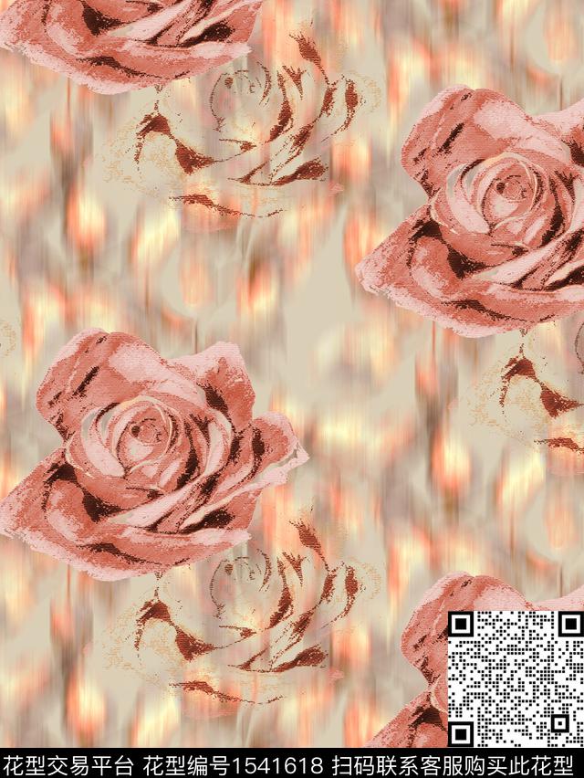 中东大花花卉数码印花花型下载（图片编号: 1541618） - 瓦栏（Walan）