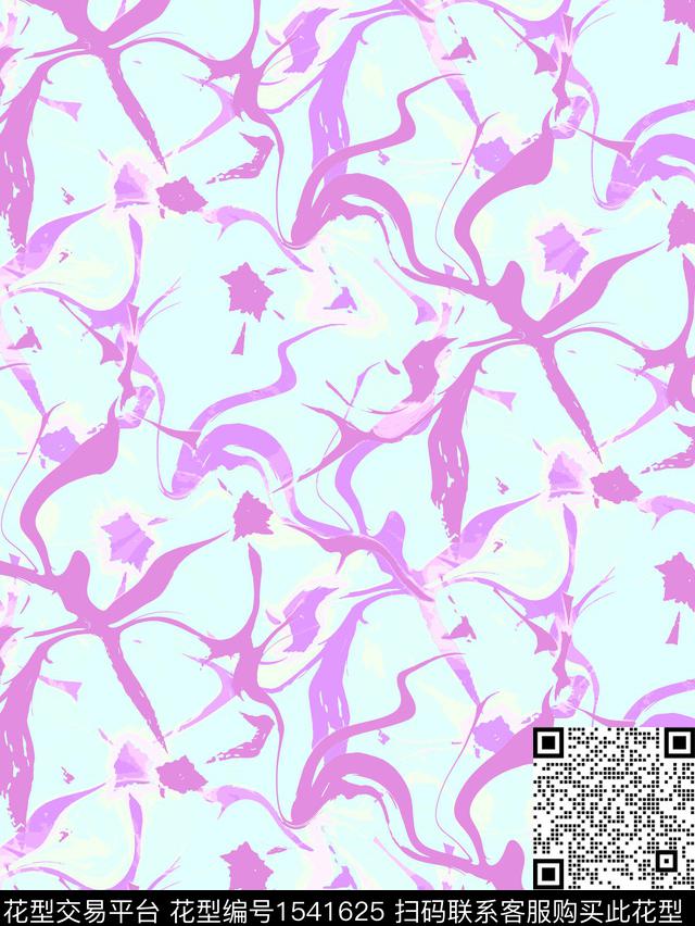 抽象花卉615·2.jpg - 1541625 - 男装 泳装 抽象 - 数码印花花型 － 泳装花型设计 － 瓦栏