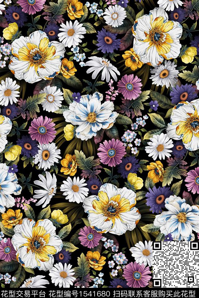 JXSJ061523.jpg - 1541680 - 手绘花卉 花卉 小雏菊 - 数码印花花型 － 女装花型设计 － 瓦栏