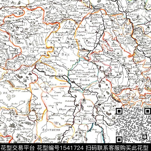 线条地图map数码印花花型下载（图片编号: 1541724） - 瓦栏（Walan）