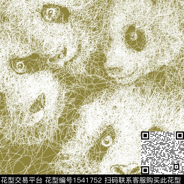 R2306085A.jpg - 1541752 - 熊猫 黑白花型 线条画 - 传统印花花型 － 男装花型设计 － 瓦栏