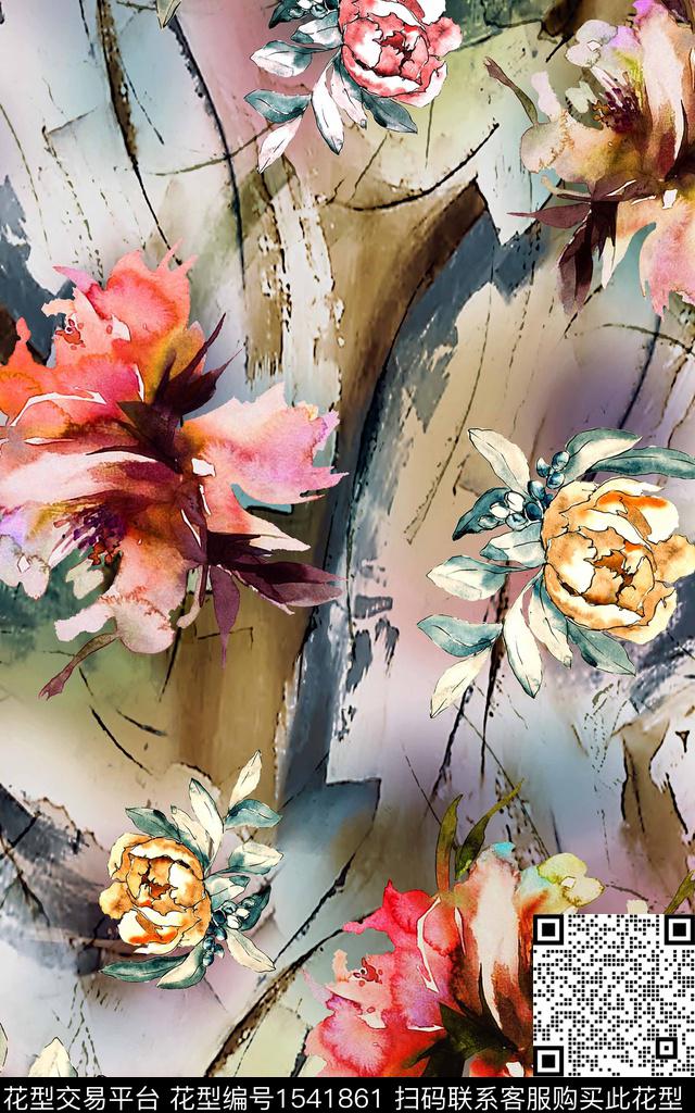 w73 jpg.jpg - 1541861 - flower watercolorflower digital - 数码印花花型 － 女装花型设计 － 瓦栏