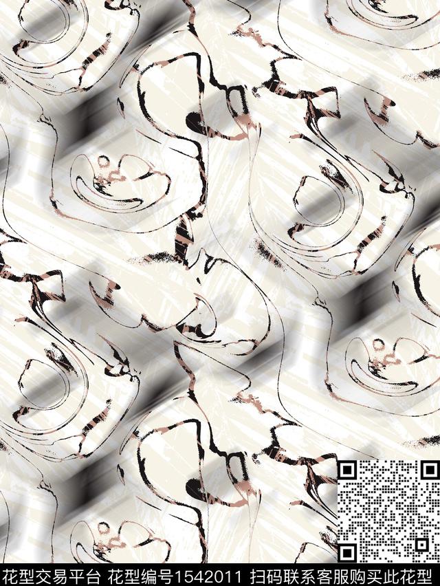 线条抽象创意数码印花花型下载（图片编号: 1542011） - 瓦栏（Walan）