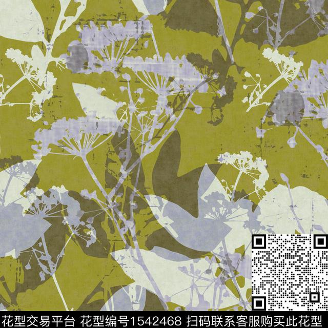 花卉绿植剪影数码印花花型下载（图片编号: 1542468） - 瓦栏（Walan）