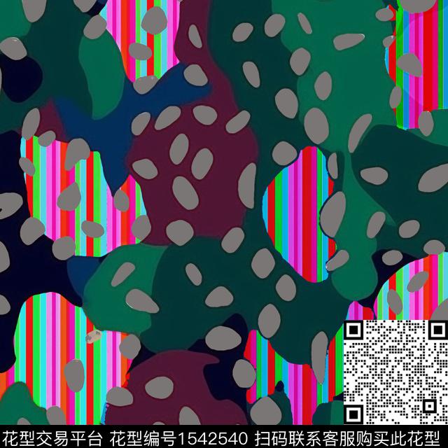 ZZ347 v p.jpg - 1542540 - 迷彩 色块 波点 - 数码印花花型 － 女装花型设计 － 瓦栏