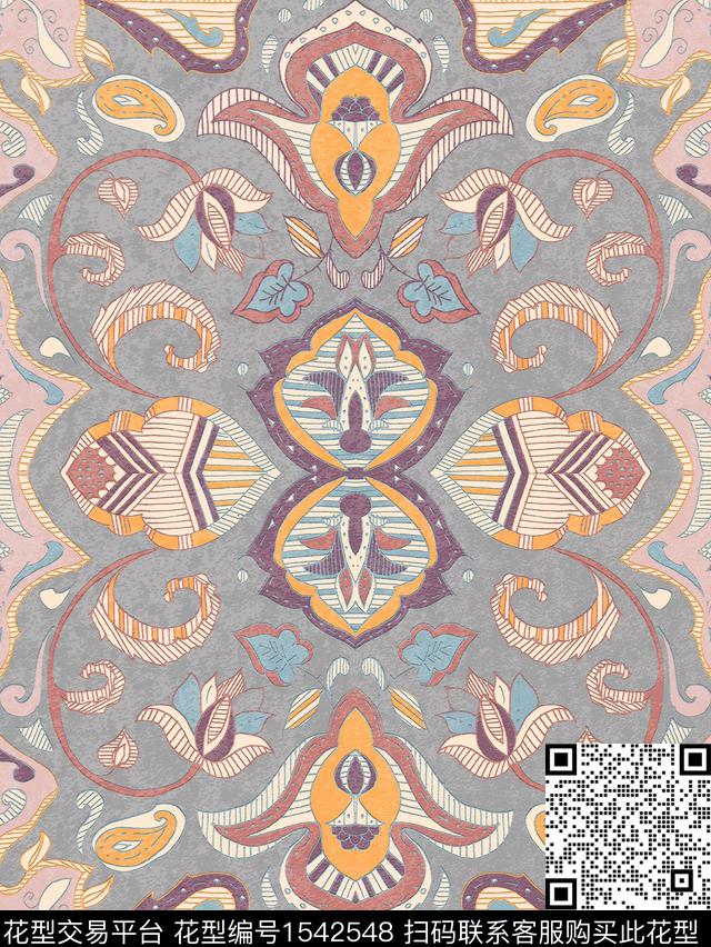 ZZ214.jpg - 1542548 - 纹理 民族风 地毯 - 数码印花花型 － 其他花型设计 － 瓦栏